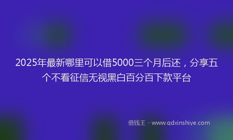 2025年最新哪里可以借5000三个月后还，分享五个不看征信无视黑白百分百下款平台