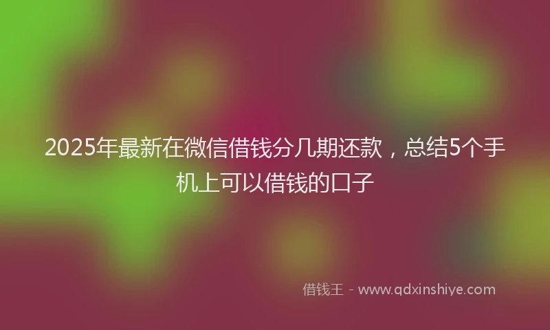 2025年最新在微信借钱分几期还款，总结5个手机上可以借钱的口子