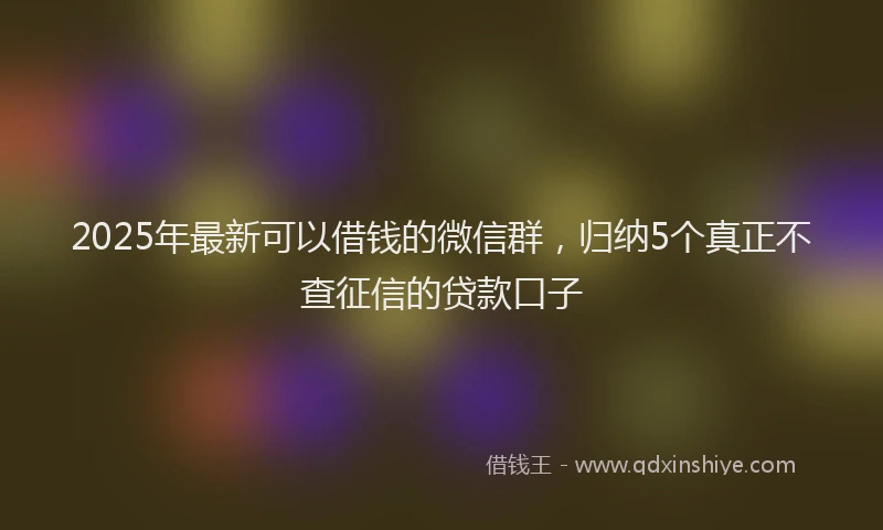 2025年最新可以借钱的微信群，归纳5个真正不查征信的贷款口子