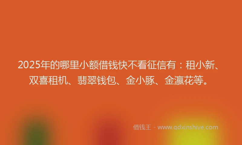 2025年的哪里小额借钱快不看征信有：租小新、双喜租机、翡翠钱包、金小豚、金瀛花等。