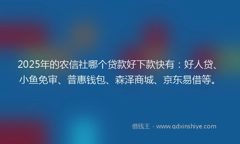 2025年的农信社哪个贷款好下款快有：好人贷、小鱼免审、普惠钱包、森泽商城、京东易借等。