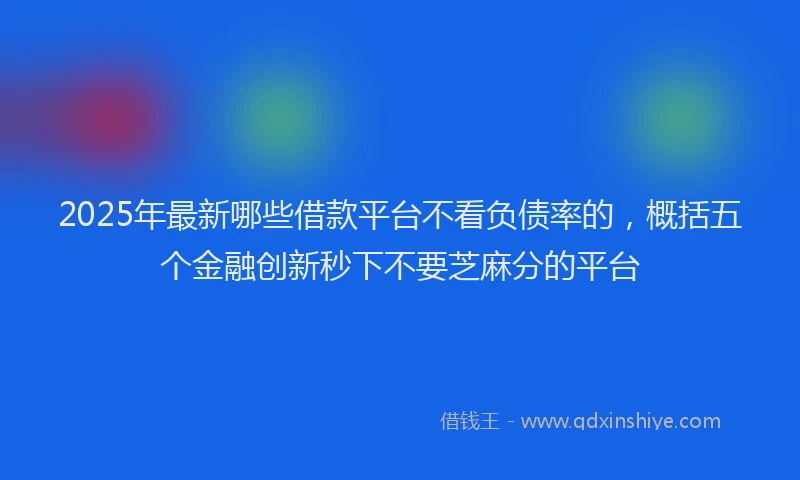 2025年最新哪些借款平台不看负债率的，概括五个金融创新秒下不要芝麻分的平台