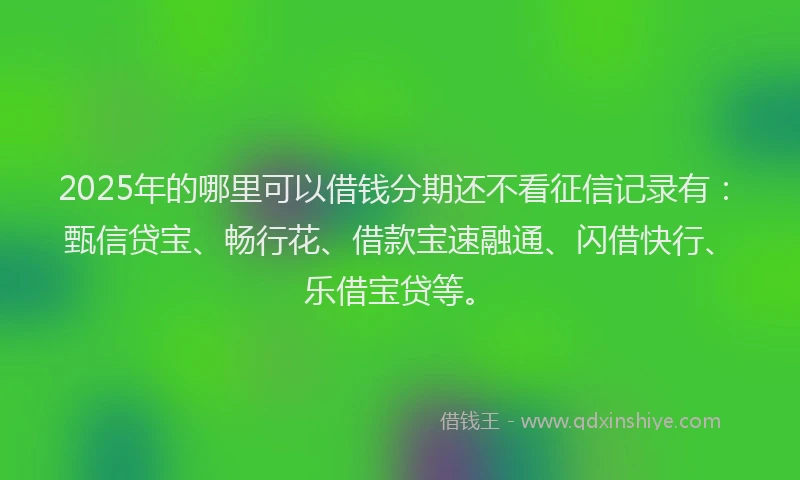 2025年的哪里可以借钱分期还不看征信记录有：甄信贷宝、畅行花、借款宝速融通、闪借快行、乐借宝贷等。