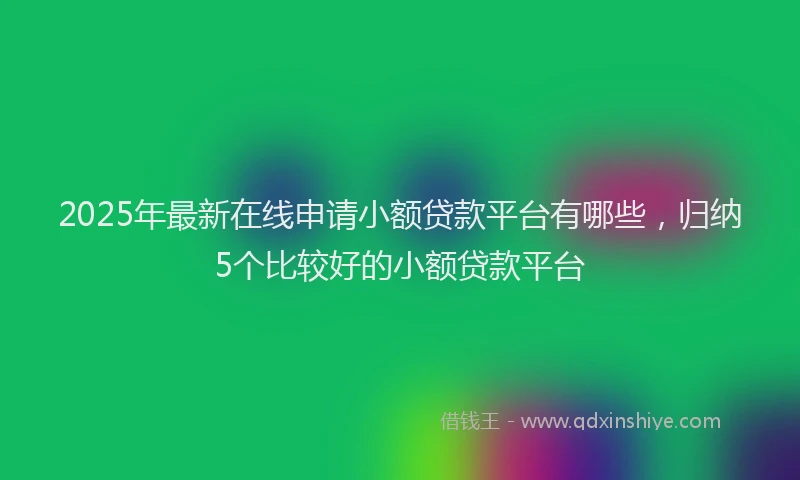 2025年最新在线申请小额贷款平台有哪些，归纳5个比较好的小额贷款平台