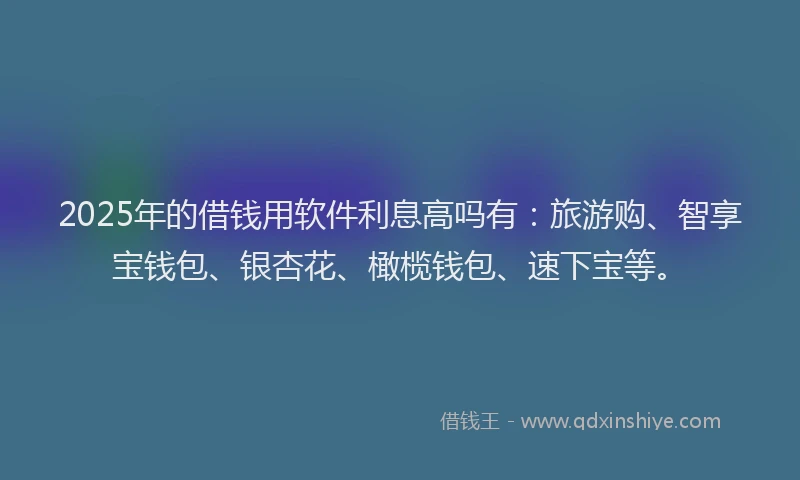 2025年的借钱用软件利息高吗有：旅游购、智享宝钱包、银杏花、橄榄钱包、速下宝等。