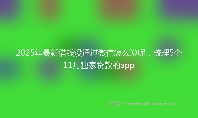 2025年最新借钱没通过微信怎么说呢，梳理5个11月独家贷款的app