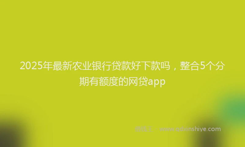 2025年最新农业银行贷款好下款吗，整合5个分期有额度的网贷app
