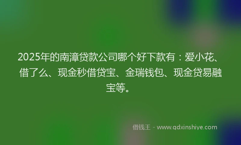 2025年的南漳贷款公司哪个好下款有：爱小花、借了么、现金秒借贷宝、金瑞钱包、现金贷易融宝等。
