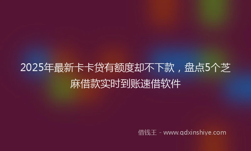 2025年最新卡卡贷有额度却不下款，盘点5个芝麻借款实时到账速借软件