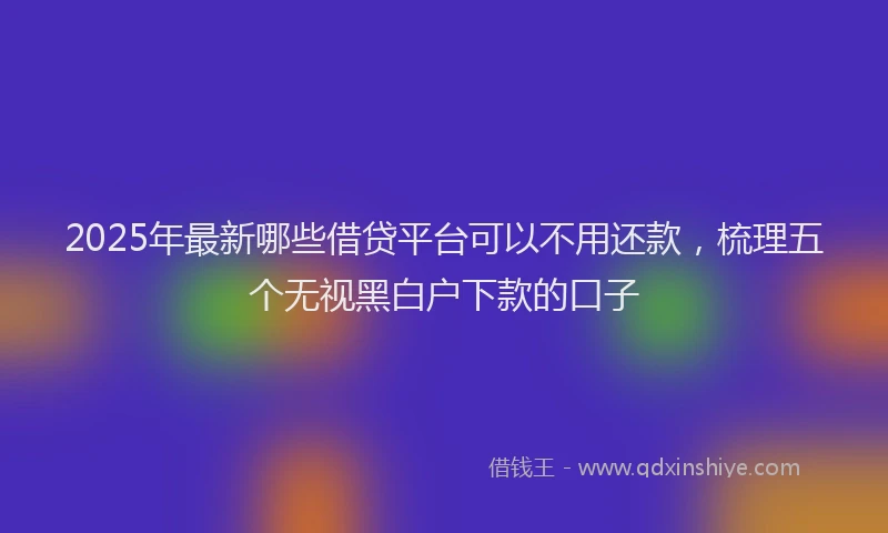 2025年最新哪些借贷平台可以不用还款，梳理五个无视黑白户下款的口子