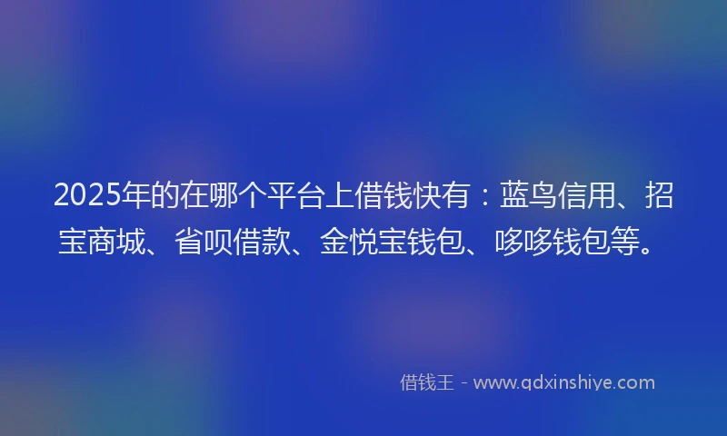2025年的在哪个平台上借钱快有：蓝鸟信用、招宝商城、省呗借款、金悦宝钱包、哆哆钱包等。