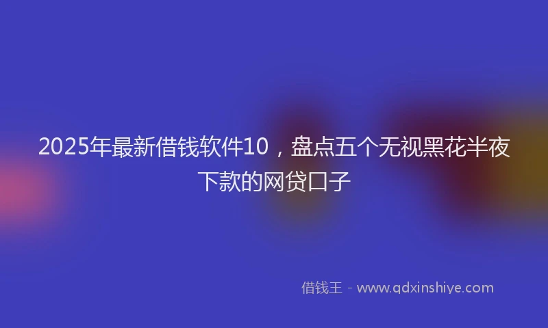 2025年最新借钱软件10，盘点五个无视黑花半夜下款的网贷口子