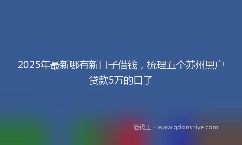 2025年最新哪有新口子借钱，梳理五个苏州黑户贷款5万的口子