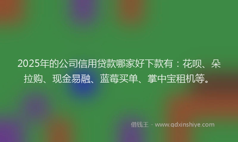 2025年的公司信用贷款哪家好下款有：花呗、朵拉购、现金易融、蓝莓买单、掌中宝租机等。