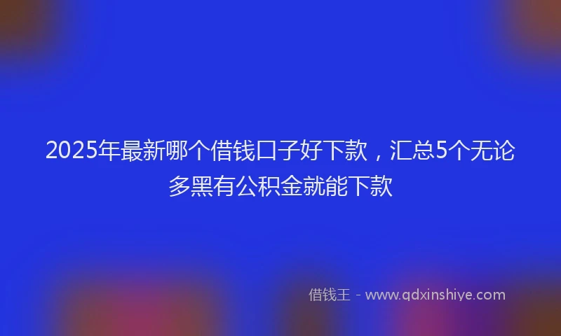2025年最新哪个借钱口子好下款，汇总5个无论多黑有公积金就能下款