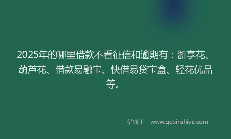 2025年的哪里借款不看征信和逾期有：浙享花、葫芦花、借款易融宝、快借易贷宝盒、轻花优品等。