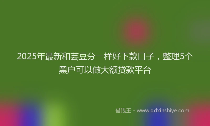 2025年最新和芸豆分一样好下款口子，整理5个黑户可以做大额贷款平台
