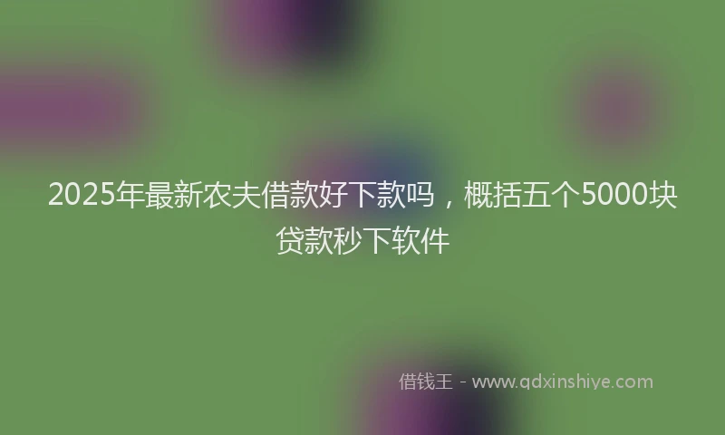 2025年最新农夫借款好下款吗，概括五个5000块贷款秒下软件