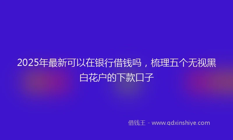 2025年最新可以在银行借钱吗，梳理五个无视黑白花户的下款口子