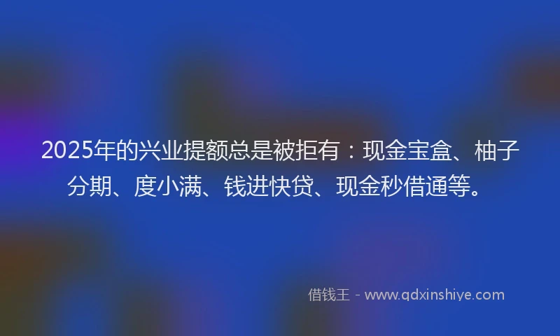 2025年的兴业提额总是被拒有：现金宝盒、柚子分期、度小满、钱进快贷、现金秒借通等。