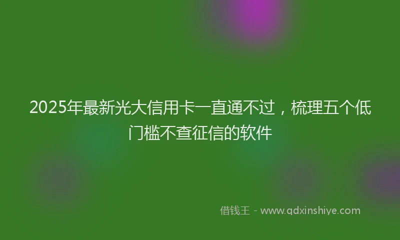 2025年最新光大信用卡一直通不过，梳理五个低门槛不查征信的软件