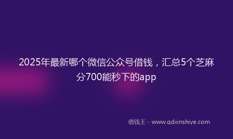 2025年最新哪个微信公众号借钱，汇总5个芝麻分700能秒下的app