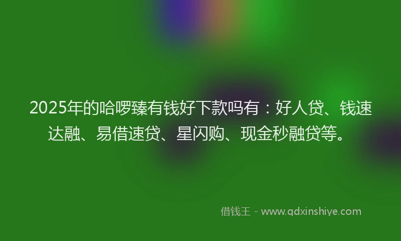 2025年的哈啰臻有钱好下款吗有：好人贷、钱速达融、易借速贷、星闪购、现金秒融贷等。