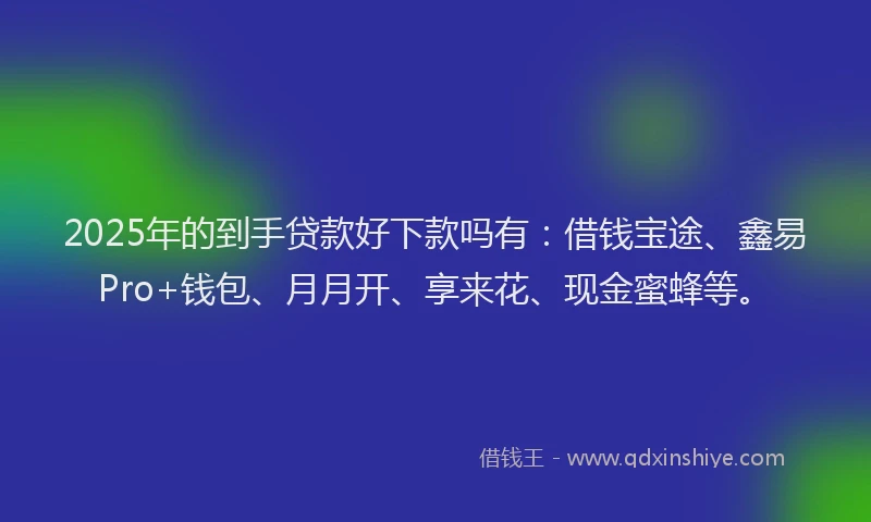 2025年的到手贷款好下款吗有：借钱宝途、鑫易Pro+钱包、月月开、享来花、现金蜜蜂等。