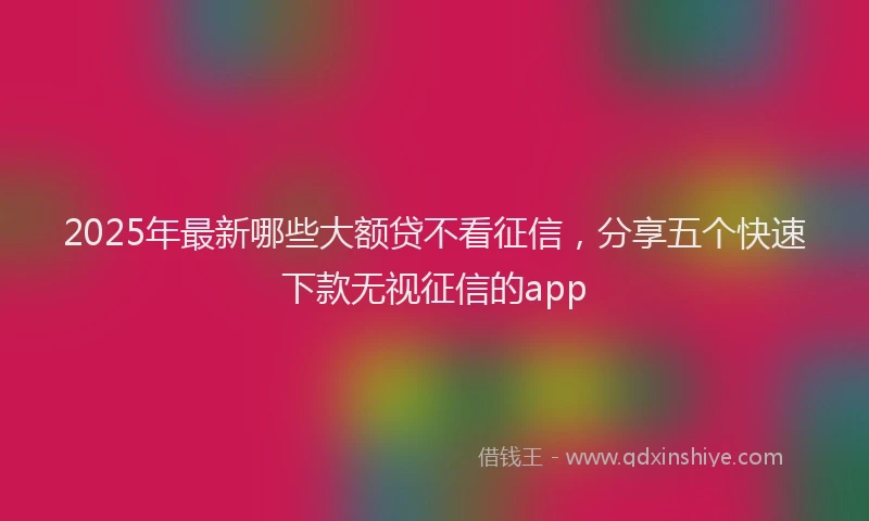 2025年最新哪些大额贷不看征信，分享五个快速下款无视征信的app