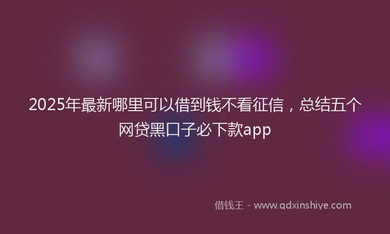 2025年最新哪里可以借到钱不看征信，总结五个网贷黑口子必下款app