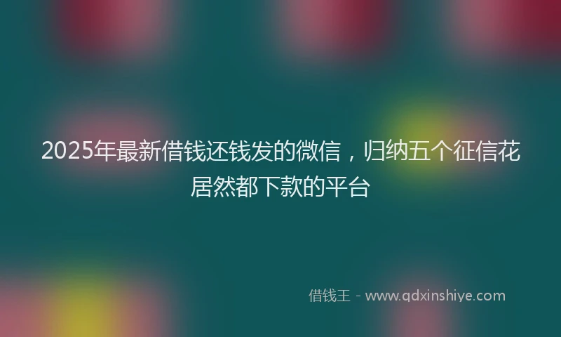 2025年最新借钱还钱发的微信，归纳五个征信花居然都下款的平台