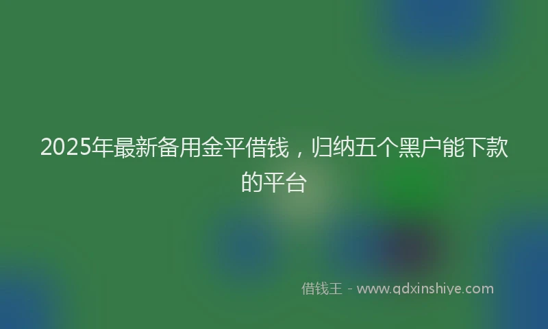 2025年最新备用金平借钱，归纳五个黑户能下款的平台