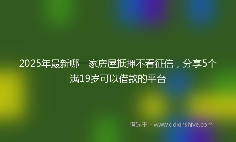 2025年最新哪一家房屋抵押不看征信，分享5个满19岁可以借款的平台