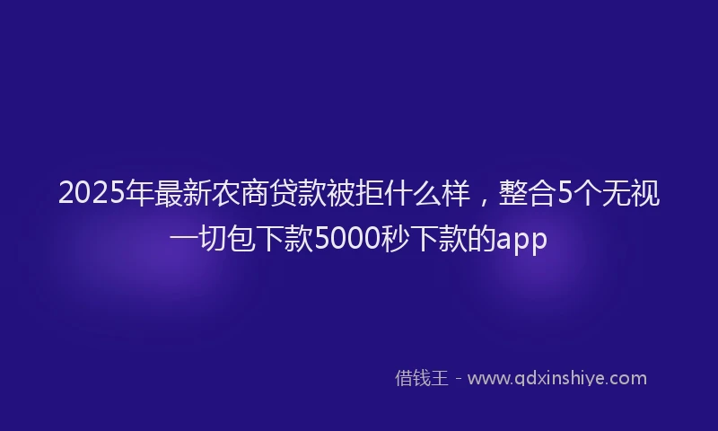 2025年最新农商贷款被拒什么样，整合5个无视一切包下款5000秒下款的app