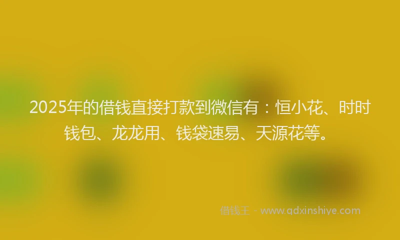 2025年的借钱直接打款到微信有：恒小花、时时钱包、龙龙用、钱袋速易、天源花等。