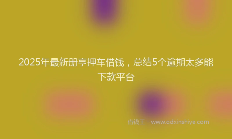 2025年最新册亨押车借钱，总结5个逾期太多能下款平台