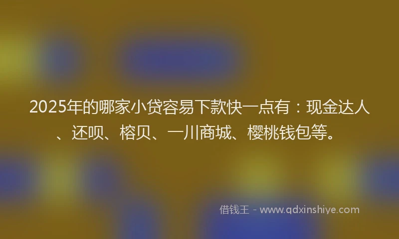 2025年的哪家小贷容易下款快一点有：现金达人、还呗、榕贝、一川商城、樱桃钱包等。