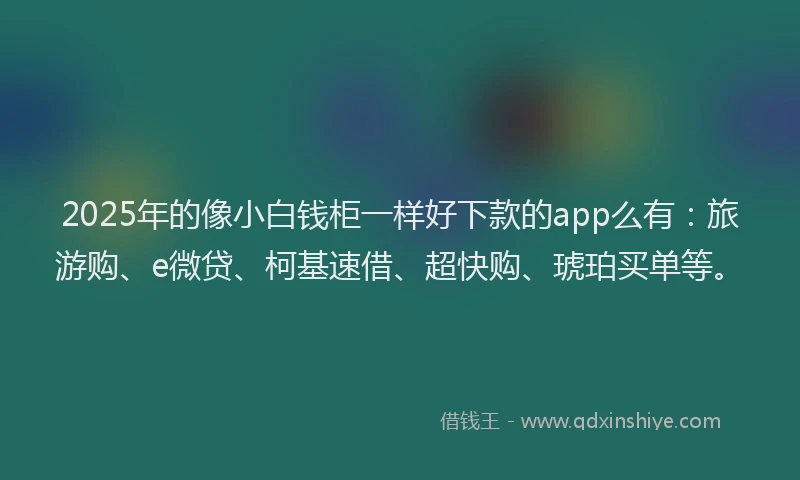 2025年的像小白钱柜一样好下款的app么有：旅游购、e微贷、柯基速借、超快购、琥珀买单等。