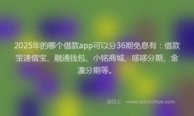 2025年的哪个借款app可以分36期免息有：借款宝速借宝、融通钱包、小铭商城、哆哆分期、金瀛分期等。