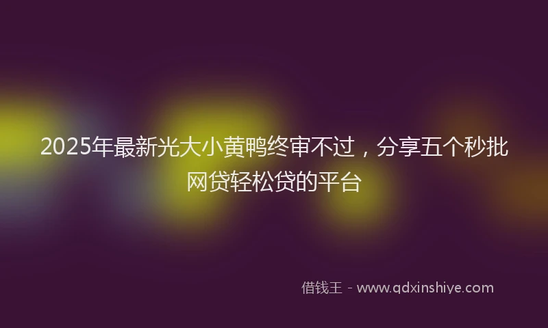 2025年最新光大小黄鸭终审不过，分享五个秒批网贷轻松贷的平台