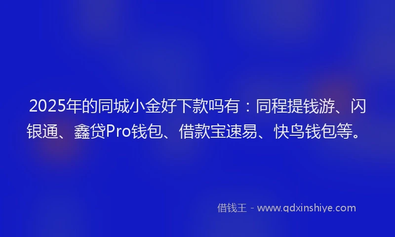 2025年的同城小金好下款吗有：同程提钱游、闪银通、鑫贷Pro钱包、借款宝速易、快鸟钱包等。
