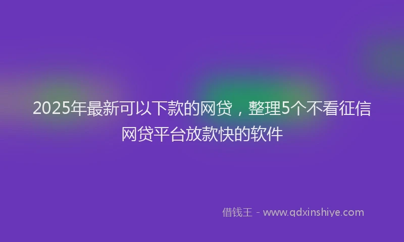 2025年最新可以下款的网贷，整理5个不看征信网贷平台放款快的软件