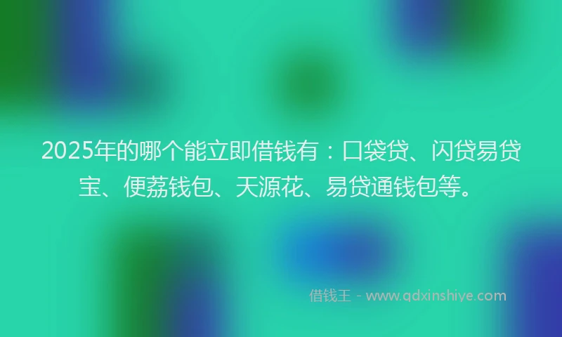2025年的哪个能立即借钱有：口袋贷、闪贷易贷宝、便荔钱包、天源花、易贷通钱包等。