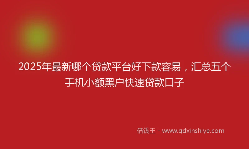 2025年最新哪个贷款平台好下款容易，汇总五个手机小额黑户快速贷款口子