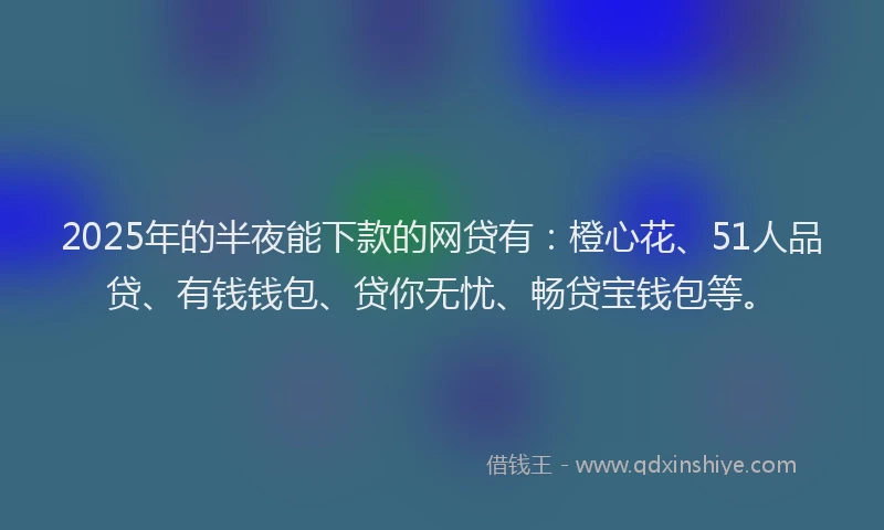 2025年的半夜能下款的网贷有：橙心花、51人品贷、有钱钱包、贷你无忧、畅贷宝钱包等。