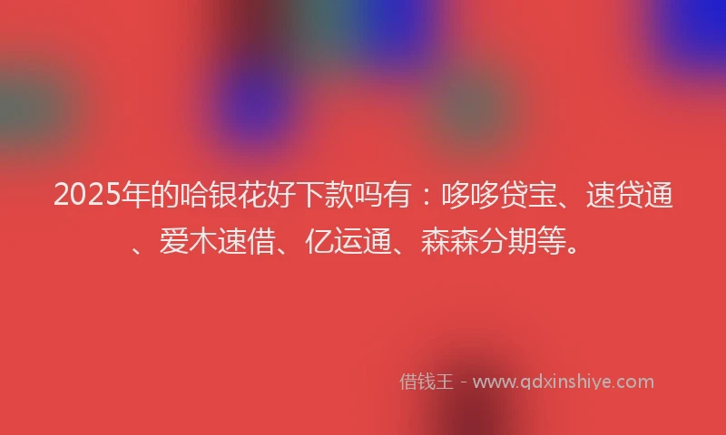 2025年的哈银花好下款吗有：哆哆贷宝、速贷通、爱木速借、亿运通、森森分期等。