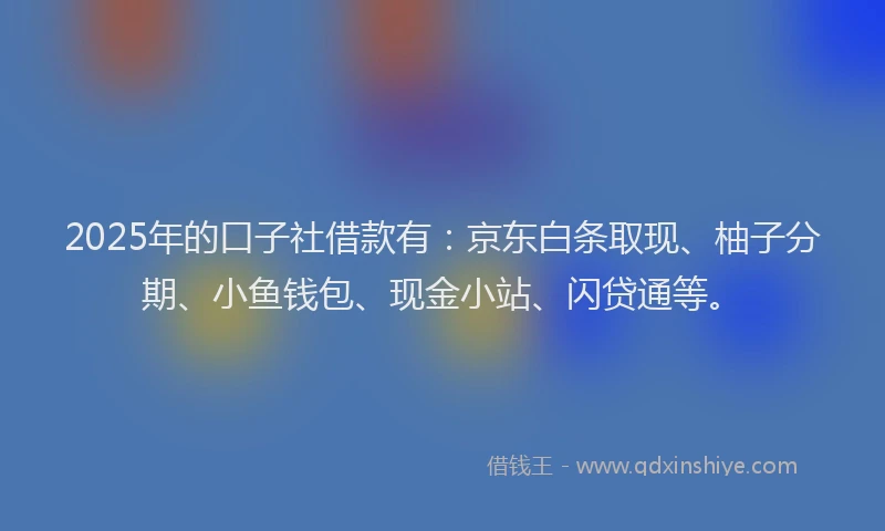 2025年的口子社借款有：京东白条取现、柚子分期、小鱼钱包、现金小站、闪贷通等。