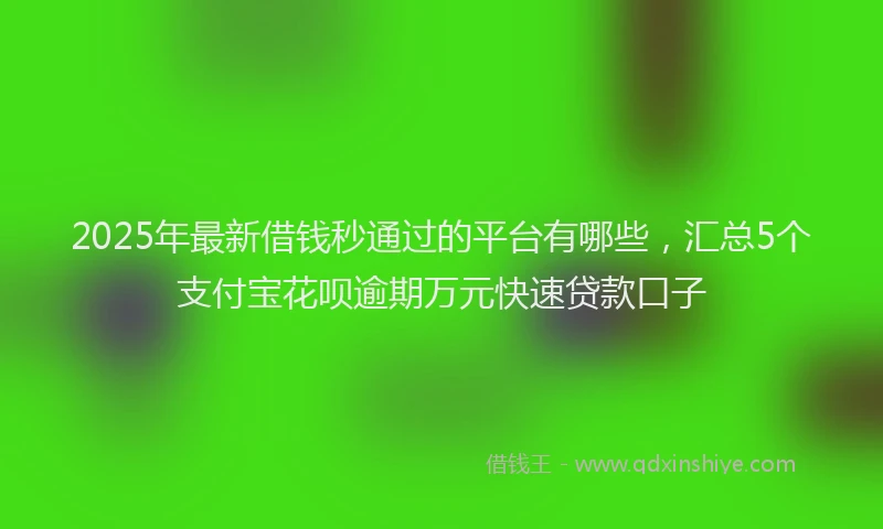 2025年最新借钱秒通过的平台有哪些，汇总5个支付宝花呗逾期万元快速贷款口子