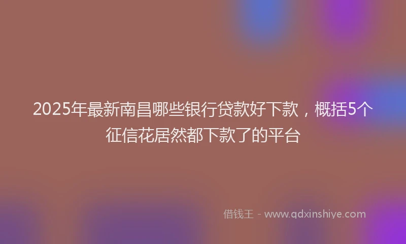 2025年最新南昌哪些银行贷款好下款，概括5个征信花居然都下款了的平台