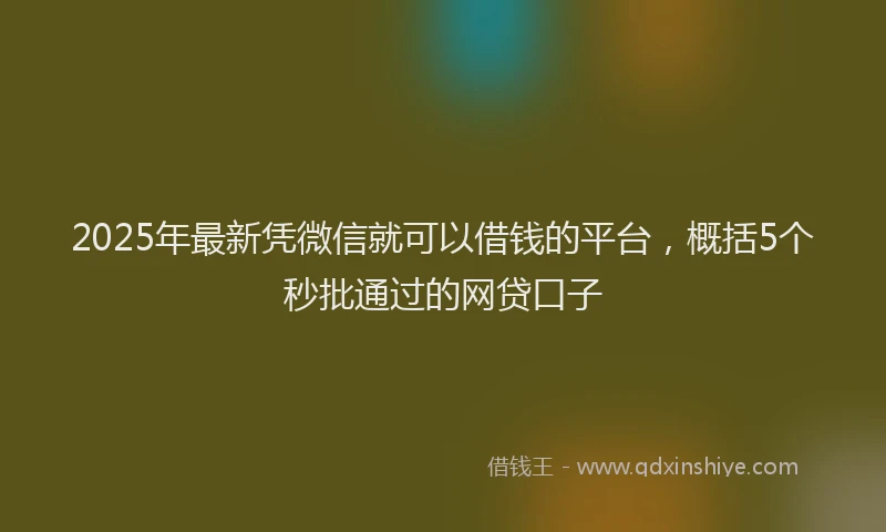 2025年最新凭微信就可以借钱的平台，概括5个秒批通过的网贷口子